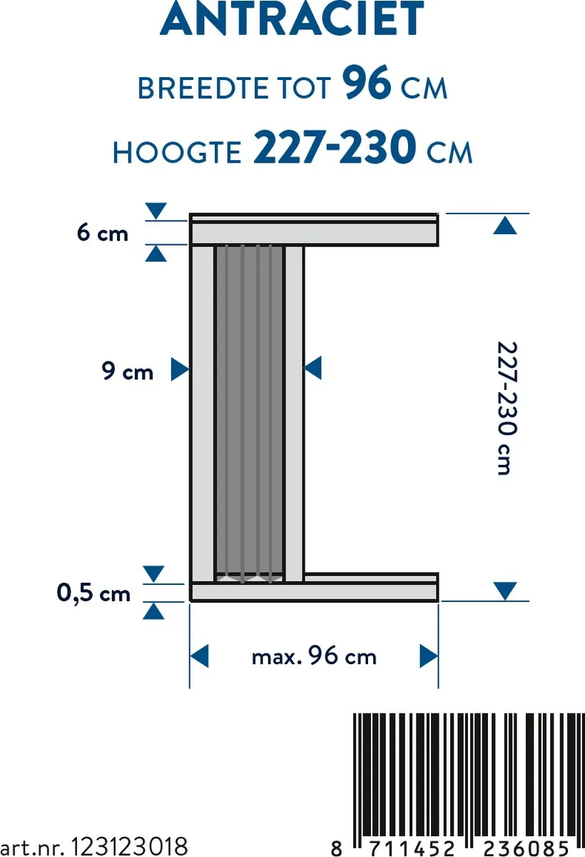 Bruynzeel S900 Plissé Hordeur 96x230cm Antraciet