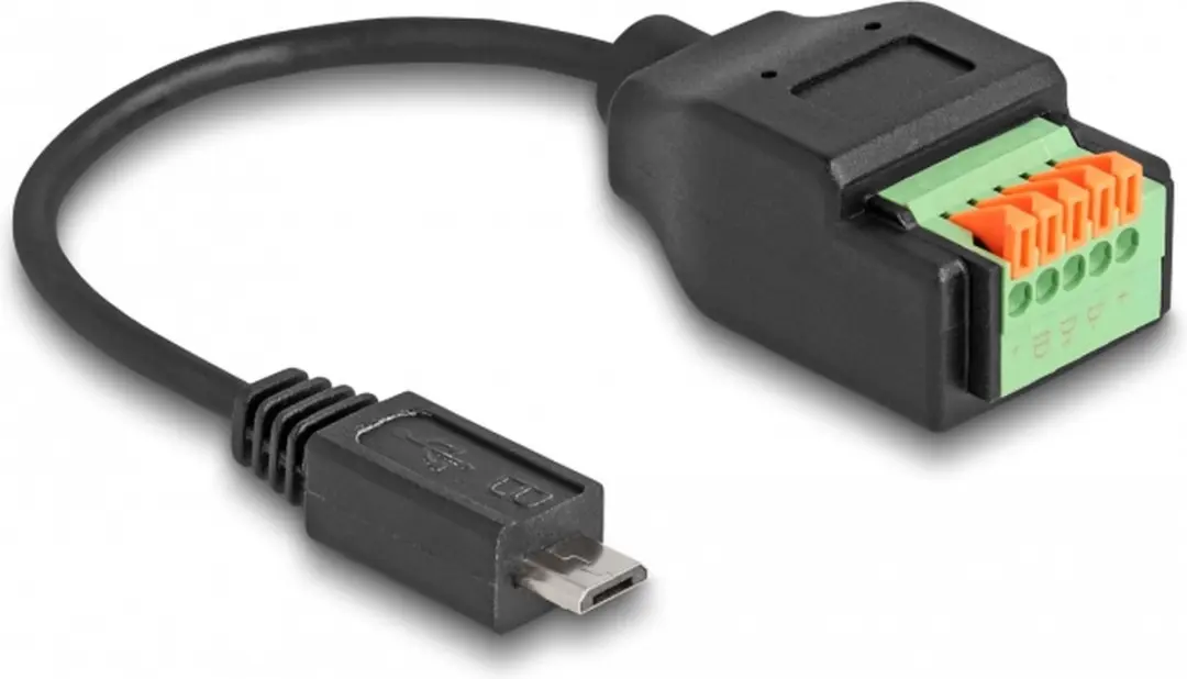 Delock USB 2.0 Micro-B naar Terminal Block Adapter 15cm - Zwart/Groen