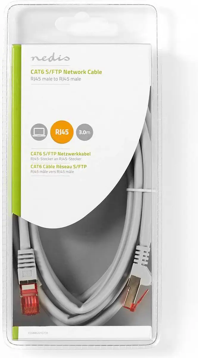 Nedis CAT6 Netwerkkabel CCGB85221GY30 - 3m - Grijs