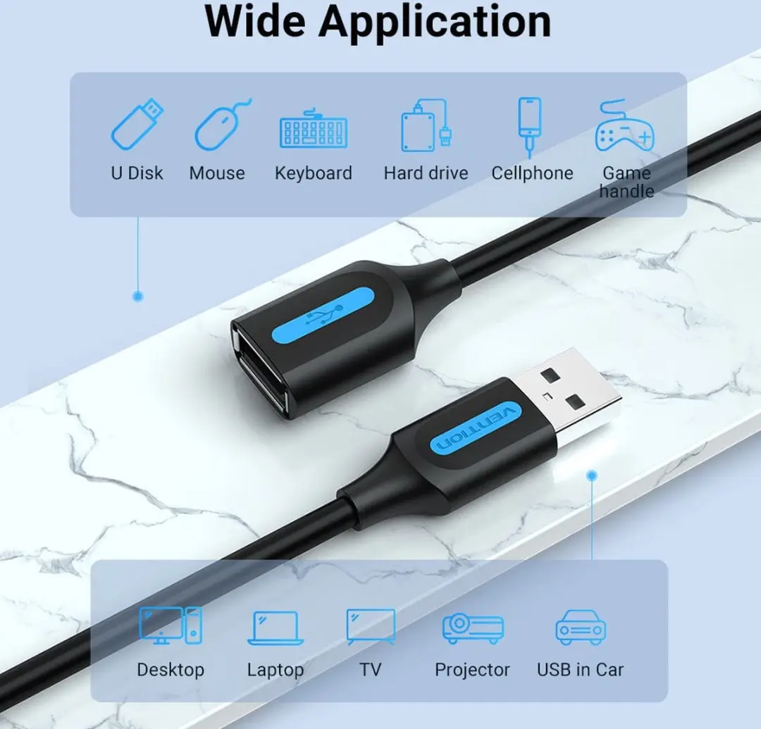 Vention CBIBF USB 2.0 Kabel A - A 1m - Zwart