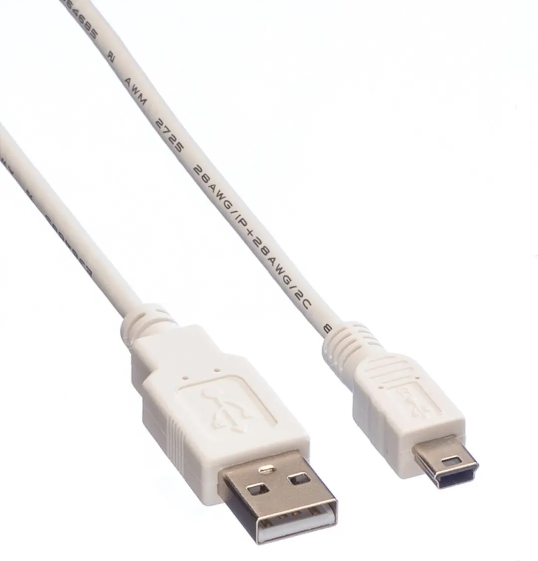 Value USB 2.0 Kabel A-Mini 5 Pin - 0,8m - Wit
