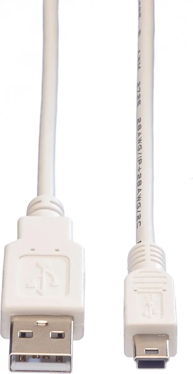 Value USB 2.0 Kabel A-Mini 5 Pin - 0,8m - Wit