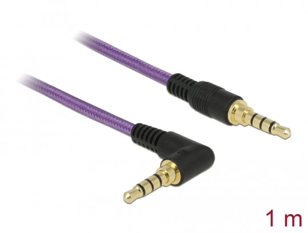 Delock Stereo Jackkabel 3.5mm 4-pin M/M Hoek 1m