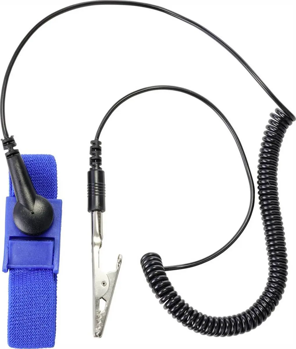 Tru Components ESD-armband Blauw/Zwart - 9.52mm