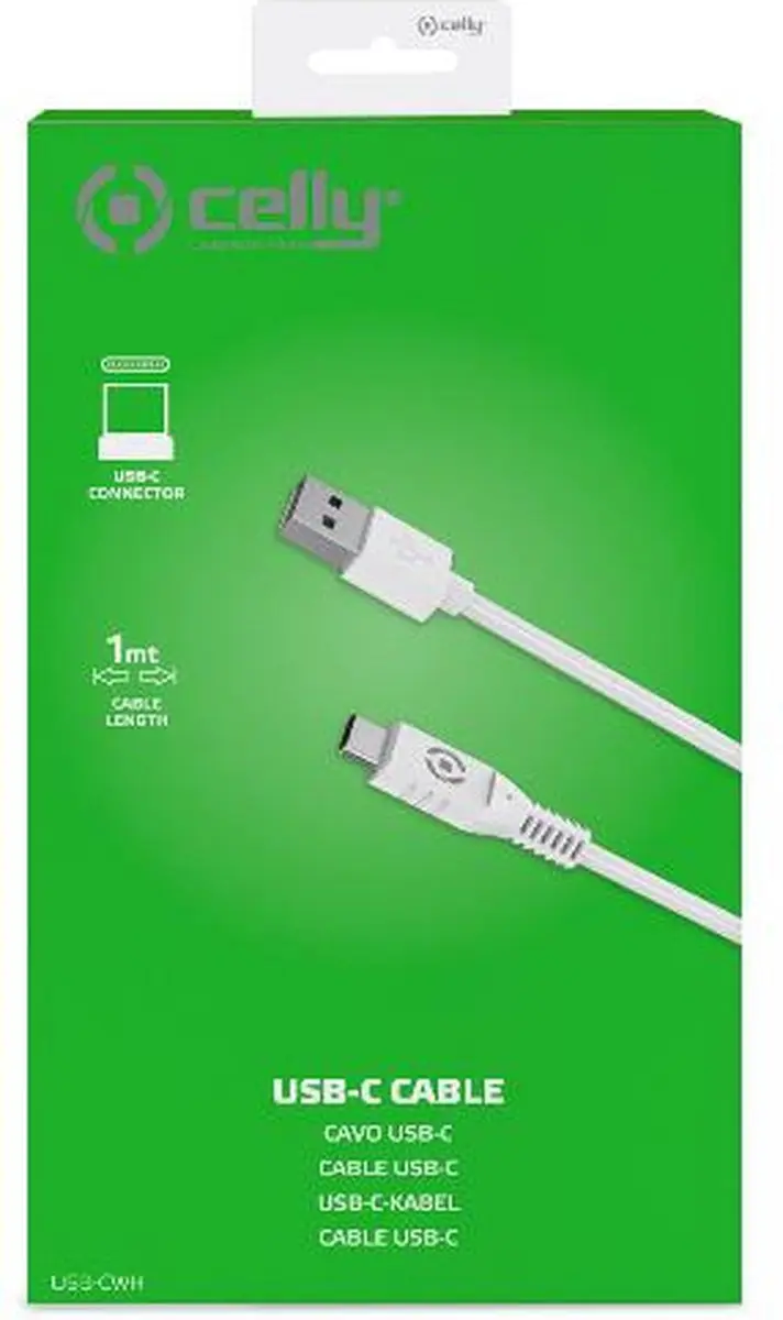 Celly USB-CWH USB-C naar USB-A Kabel 1m - Wit