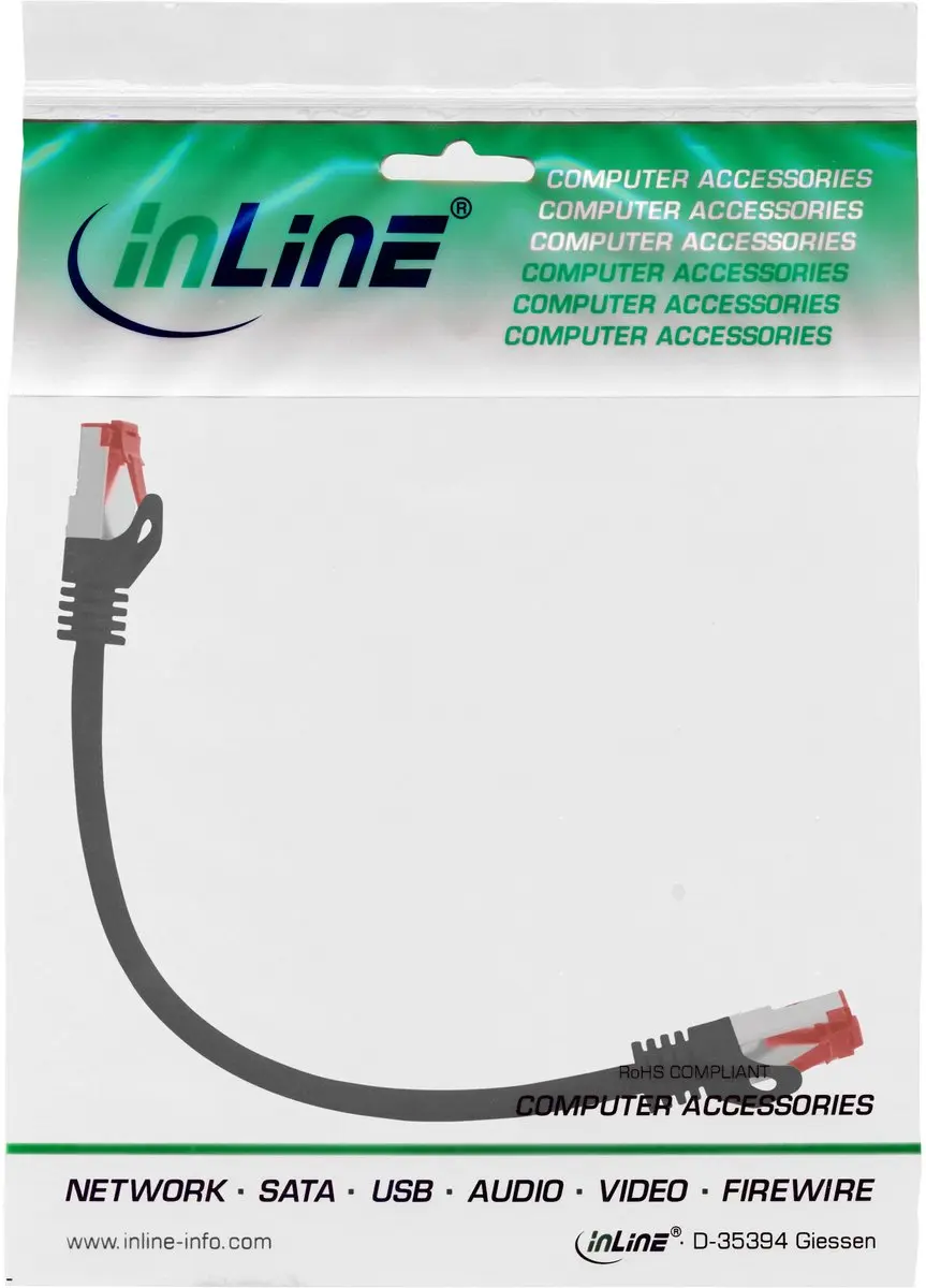 InLine Patchkabel S/FTP Cat.6 Halogeenvrij 0,3m - Zwart