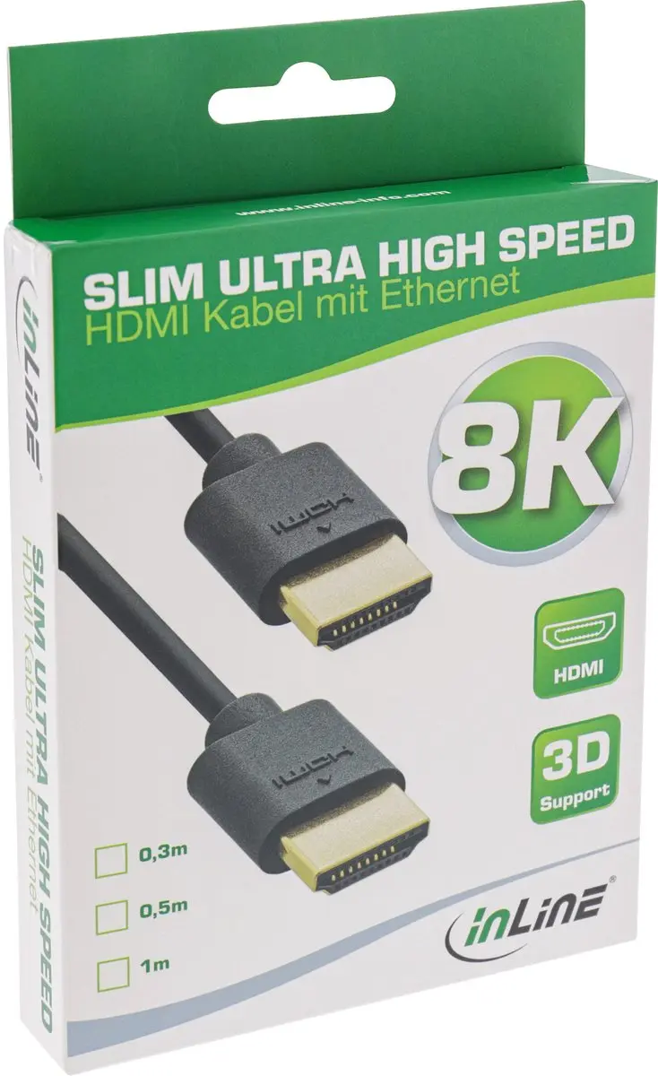 InLine HDMI 2.1 Kabel 8K60Hz HDR - 0,5m - Zwart