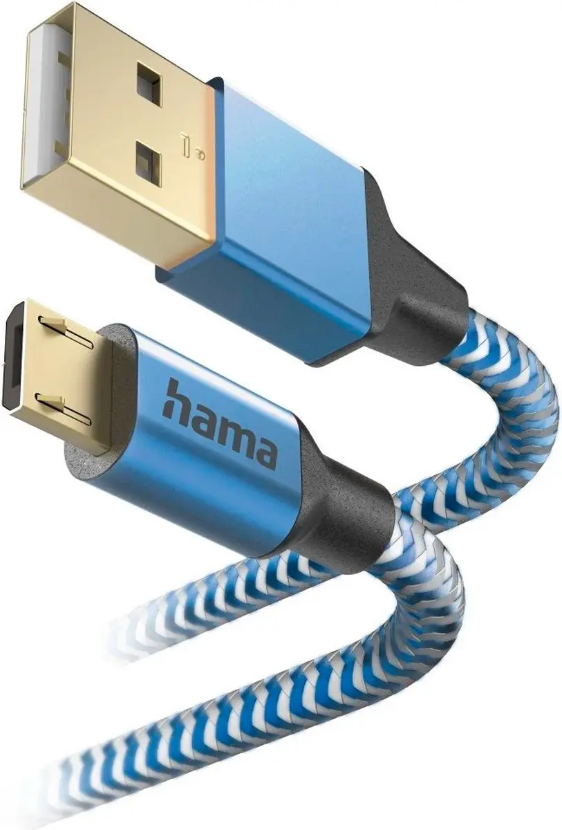Hama USB-A naar Micro-USB Kabel 150cm - Blauw