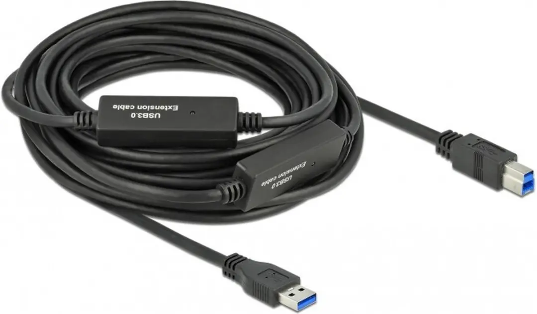 Delock USB-A naar USB-B Kabel 5Gbps 10m - Zwart
