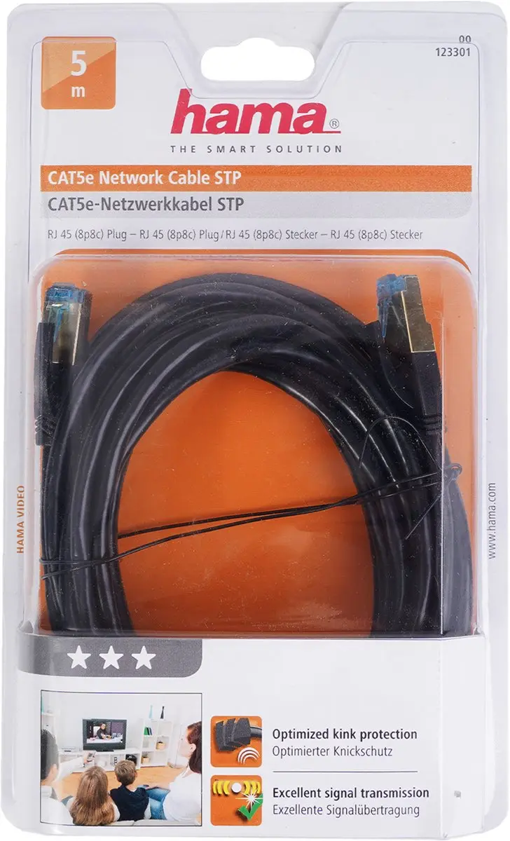 Hama Cat5E STP Netwerkkabel 5.0M - Zwart