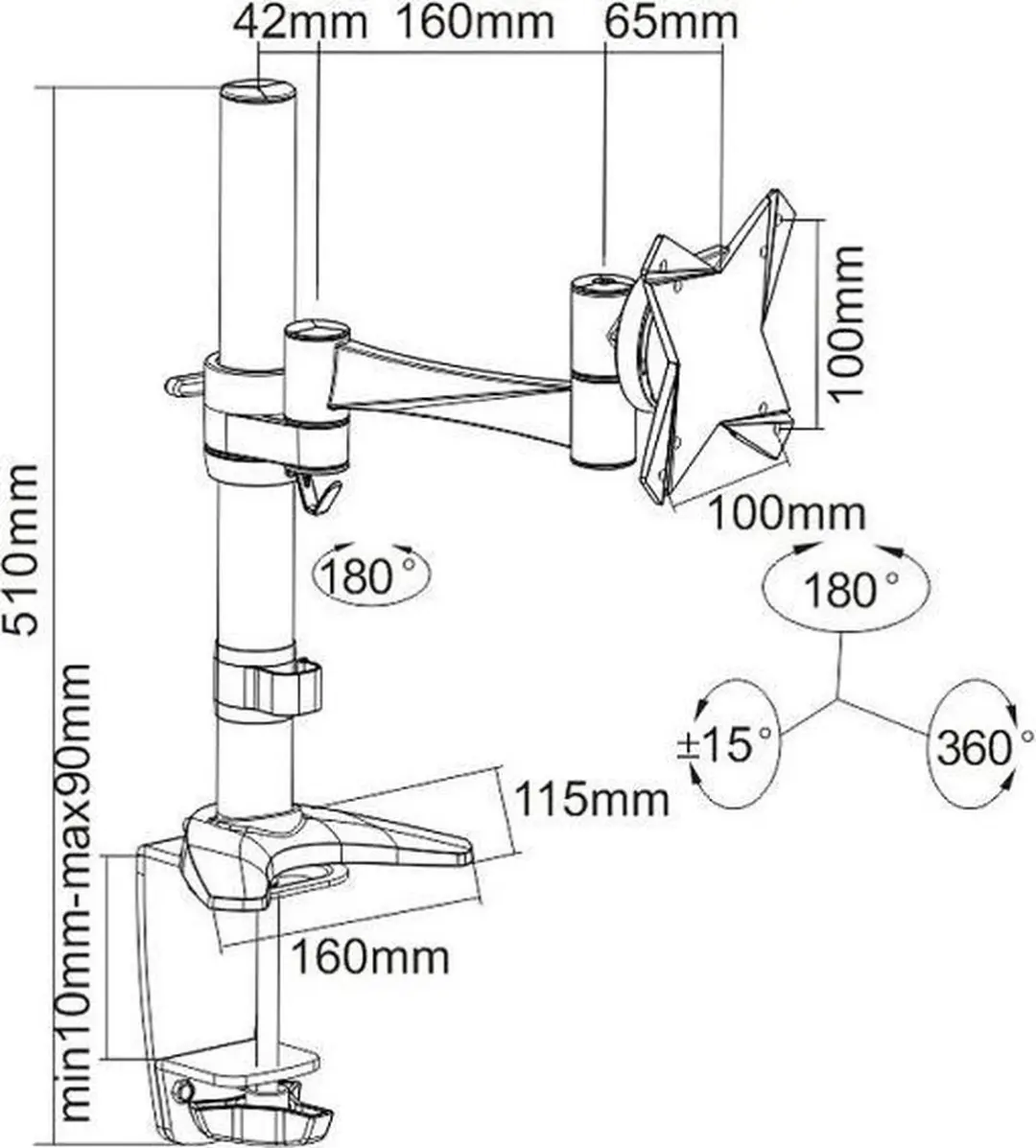 Neomounts DS90-325BL1 Zit-sta Werkstation 17-32" - 1-9kg - Gasveer - Zwart