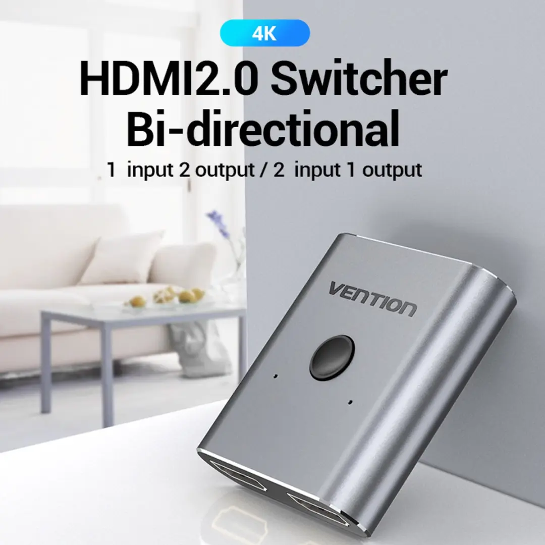 Vention HDMI Switch 2-in-1 Bi-directioneel AFUH0 - 4K 60Hz - Grijs