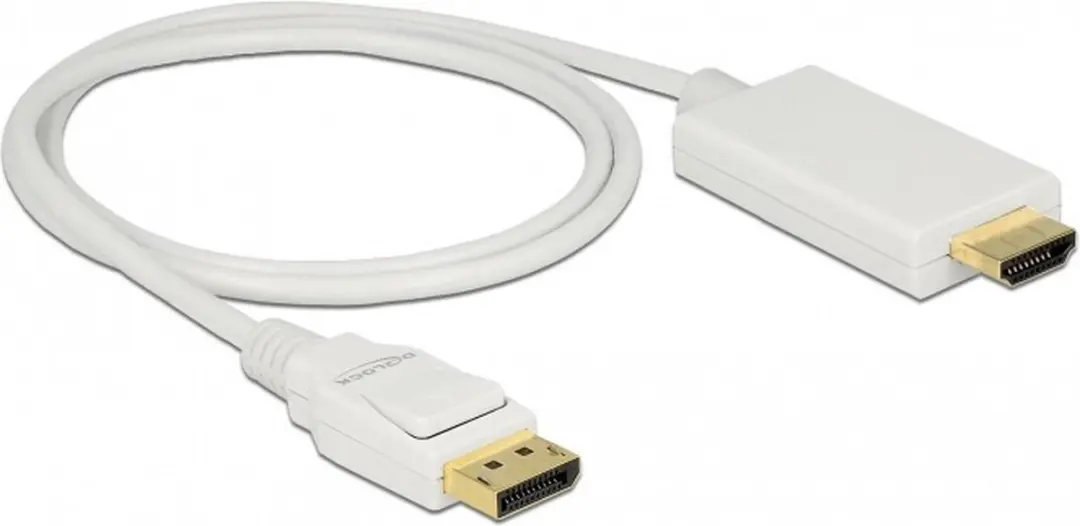 Delock DisplayPort naar HDMI Kabel 1.2/1.4 4K 30Hz - 1m - Wit