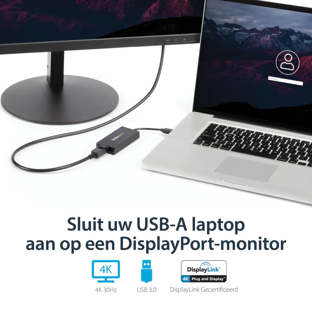 Startech USB32DP4K USB 3.0 naar DisplayPort Adapter 4K 60Hz - 0,1m