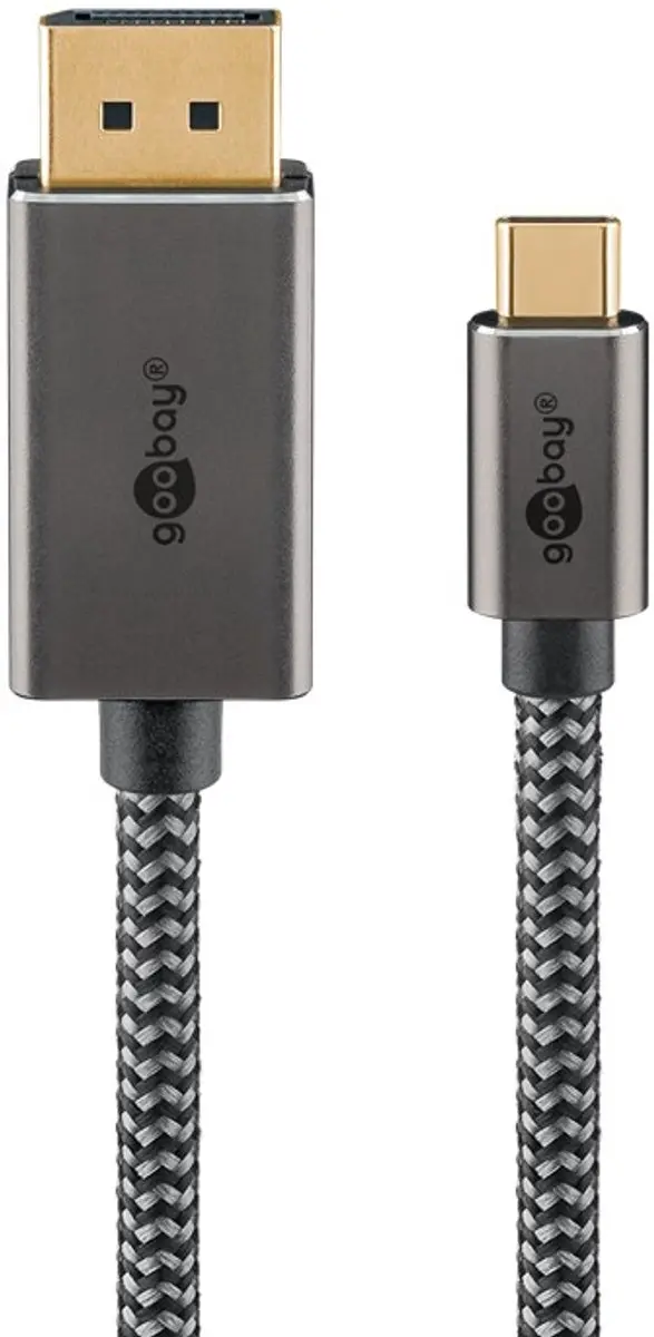 Goobay USB-C DisplayPort 4K Kabel 3m - Aluminium/Zilver