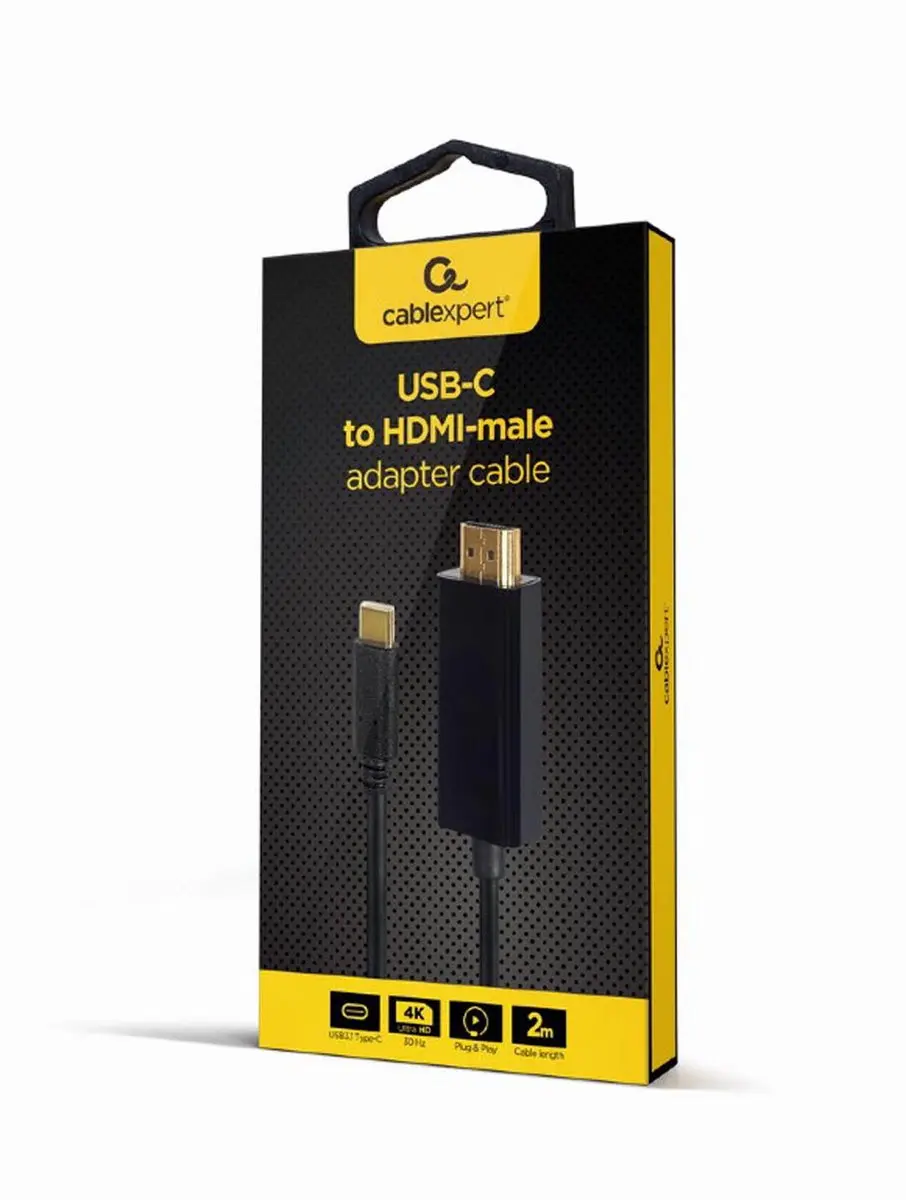 Gembird USB-C naar HDMI Adapter 4K 30Hz - 2m - Zwart