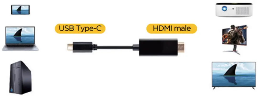 Gembird USB-C naar HDMI Adapter 4K 30Hz - 2m - Zwart