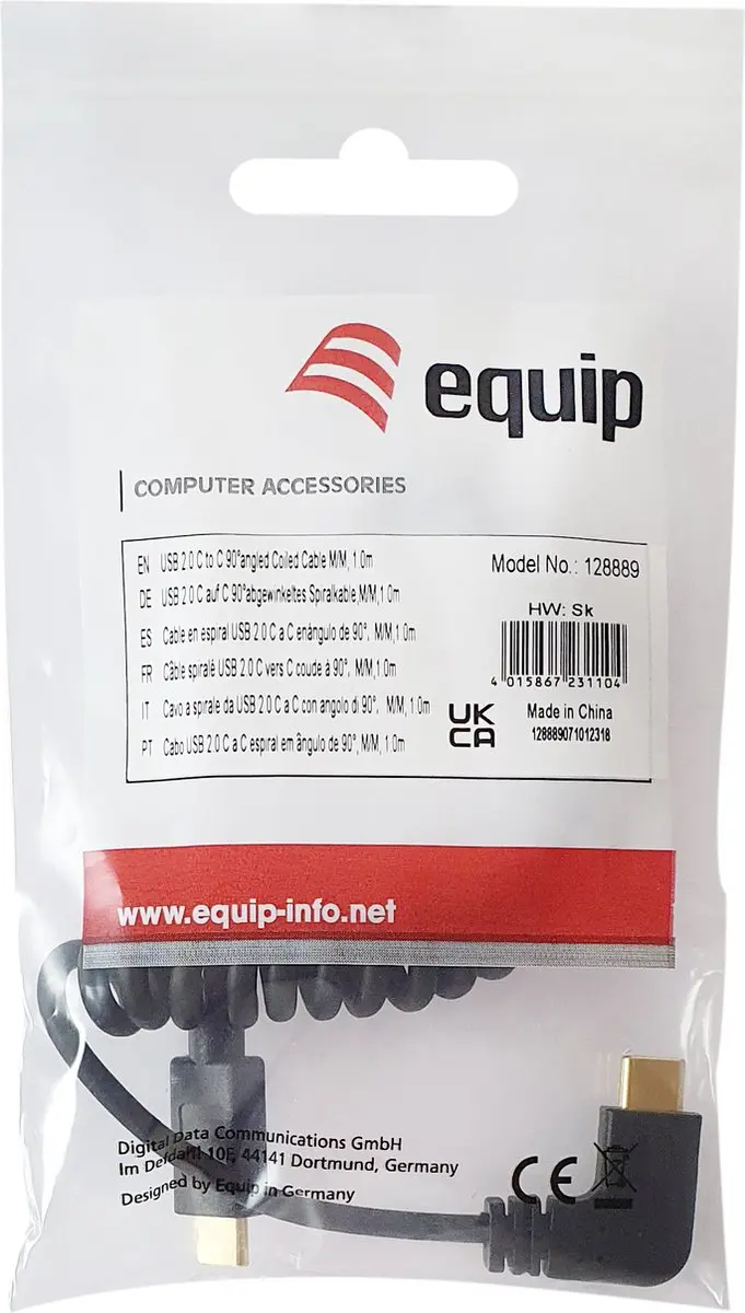 Equip USB 2.0 USB-C Kabel 1m - Zwart