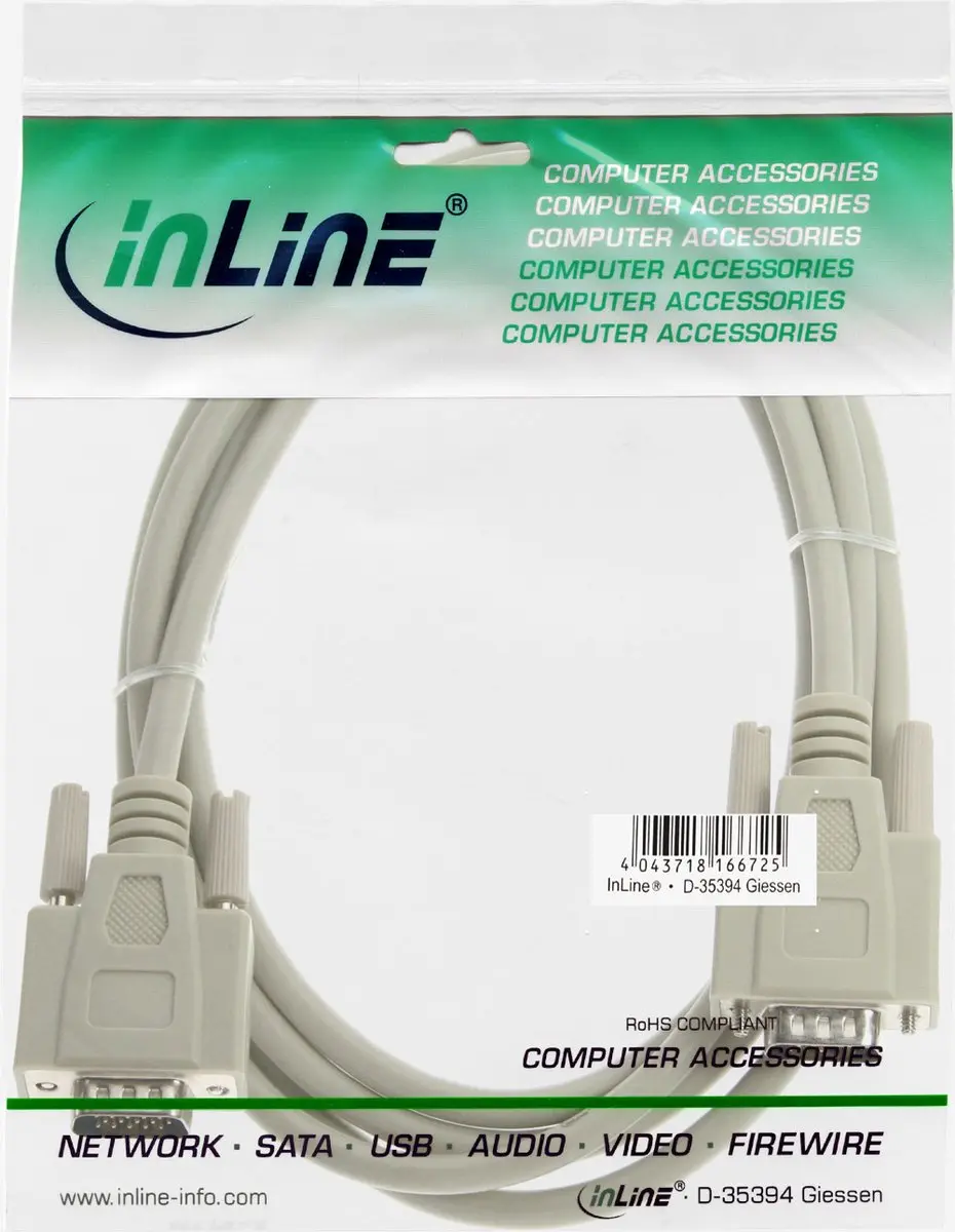 InLine VGA Kabel CCS Ader 1m - Beige
