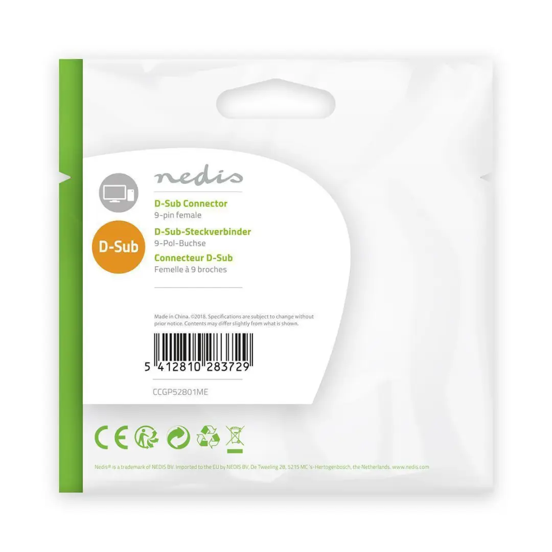Nedis D-SUB 9-Pins Female Chassisdeel - Zilver