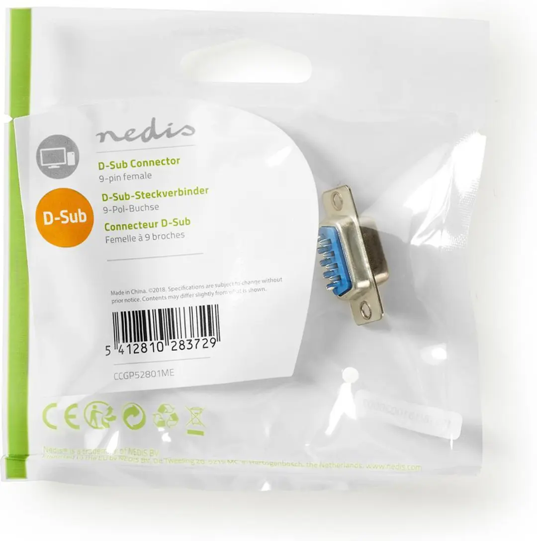 Nedis D-SUB 9-Pins Female Chassisdeel - Zilver