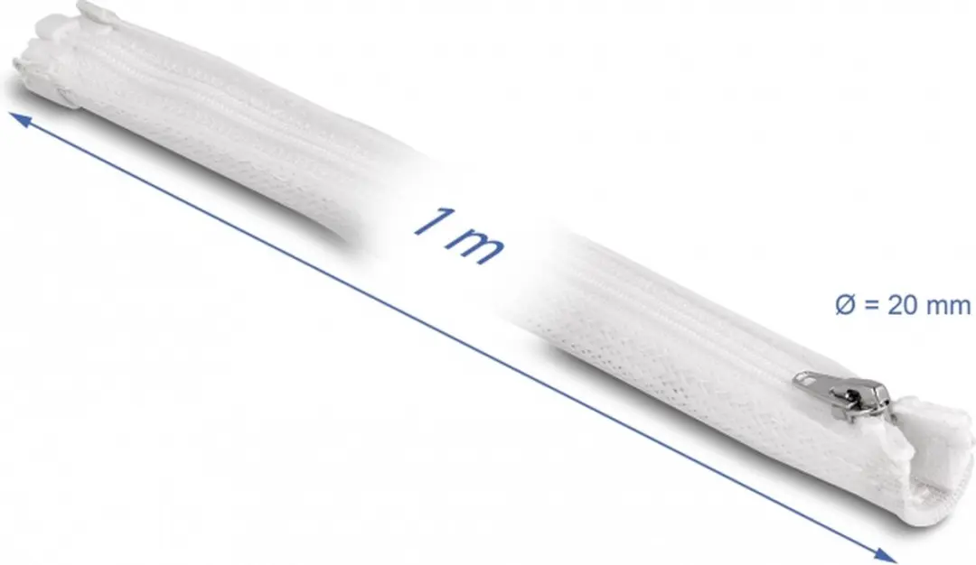 Delock Polyester Kabelsleeve 20mm - Wit - 1m