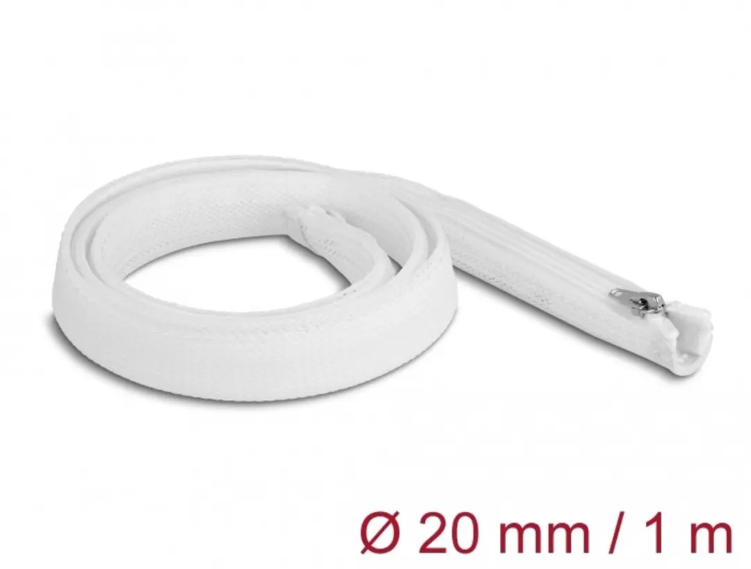 Delock Polyester Kabelsleeve 20mm - Wit - 1m