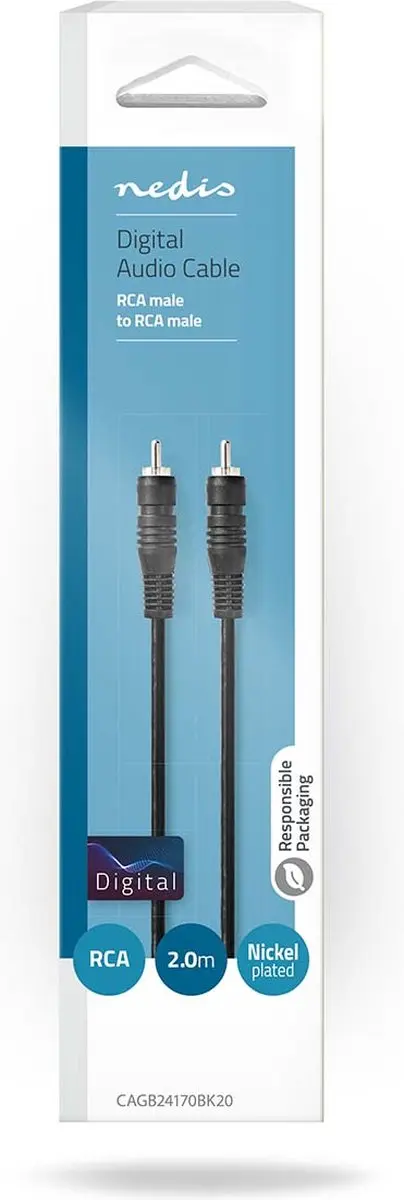 Nedis Digitale Audiokabel RCA Male - 2.00m - Zwart