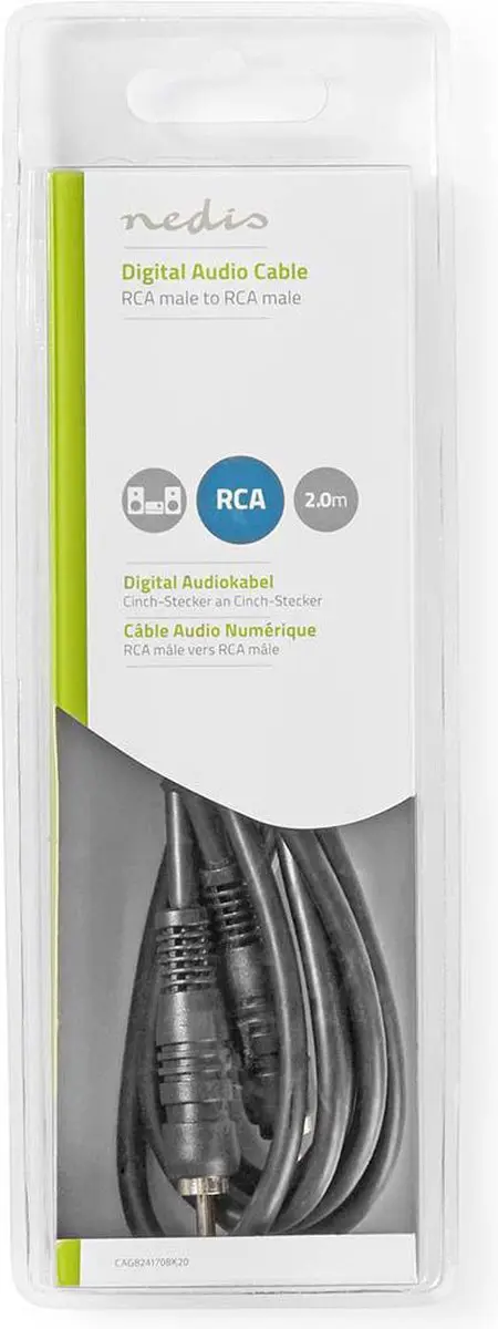 Nedis Digitale Audiokabel RCA Male - 2.00m - Zwart