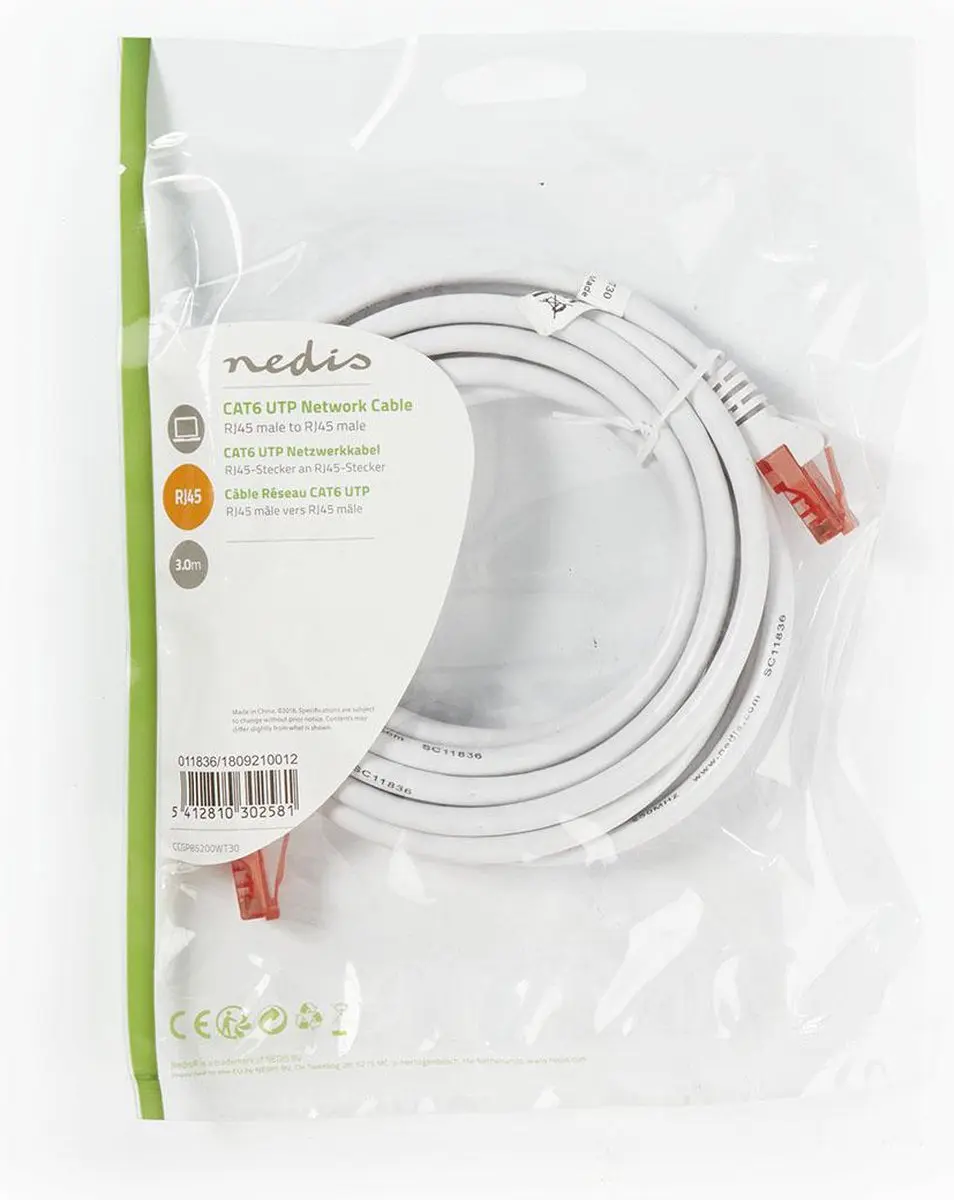 Nedis CAT6 Netwerkkabel CCGP85200WT30 - 3m - Wit