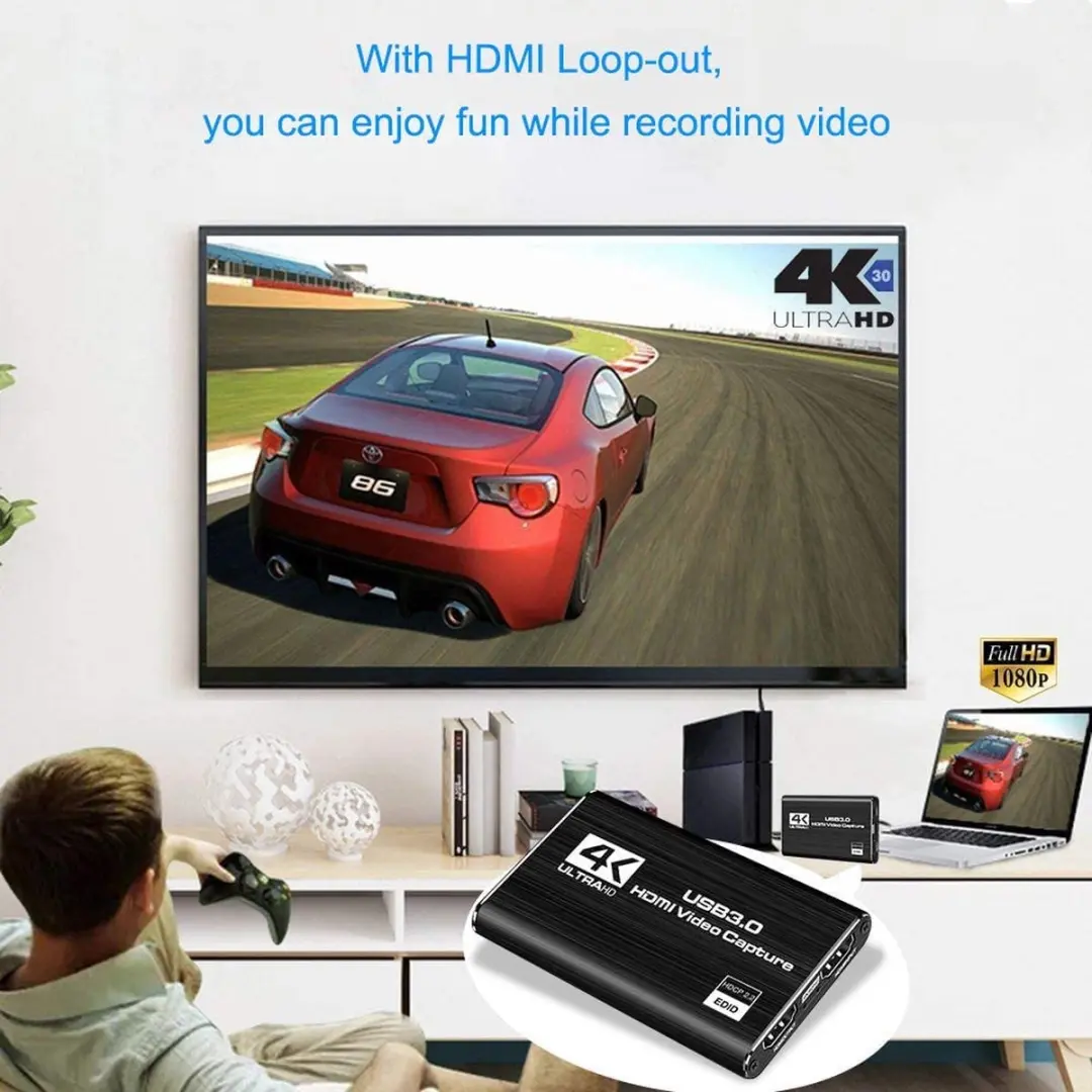 NÖRDIC VDCP-2 HDMI Adapter 4K 60Hz - USB 3.0 - Zwart - afbeelding 5 van 6