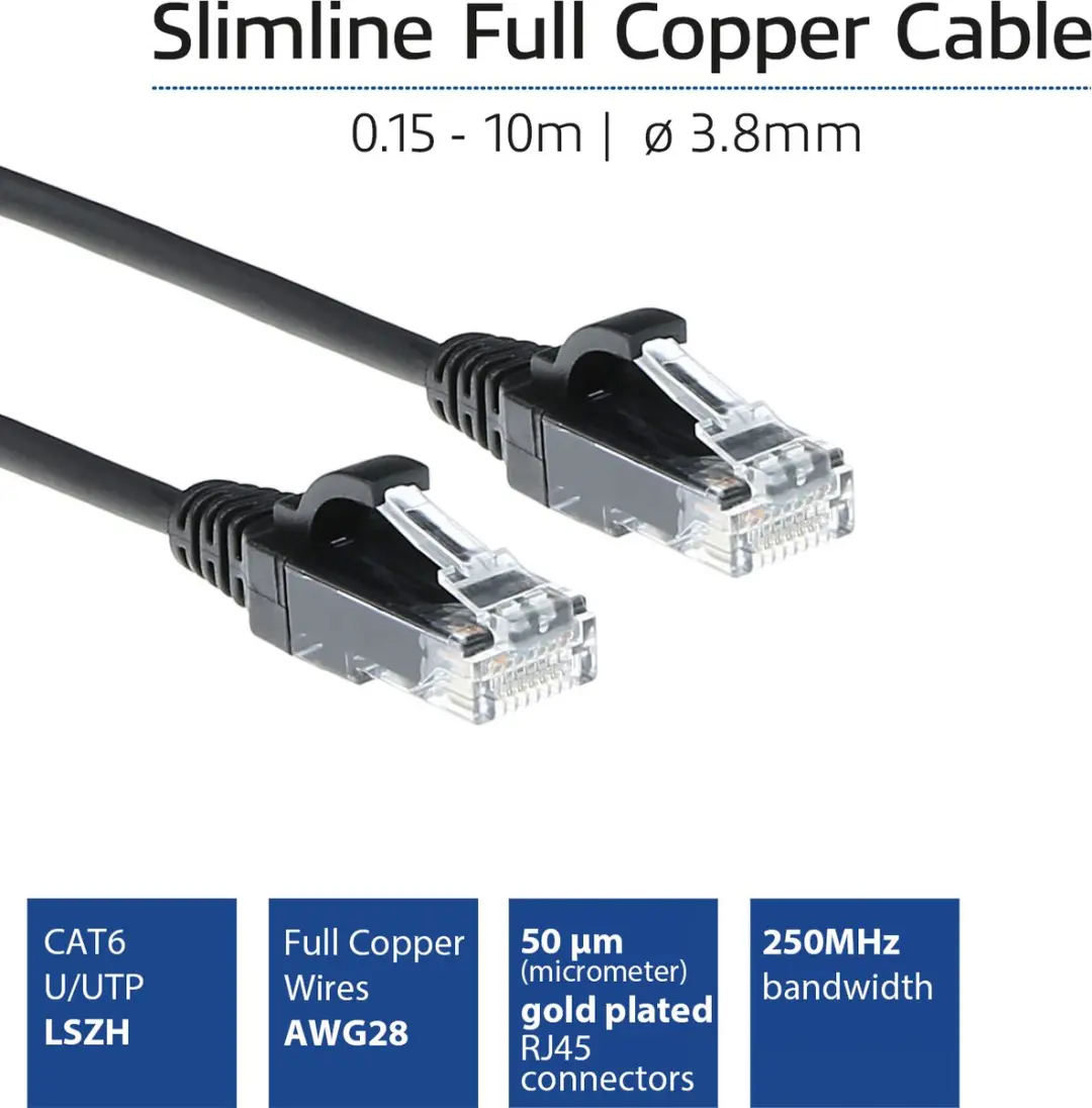 ACT DC9902 CAT6 Patchkabel 2m - Zwart