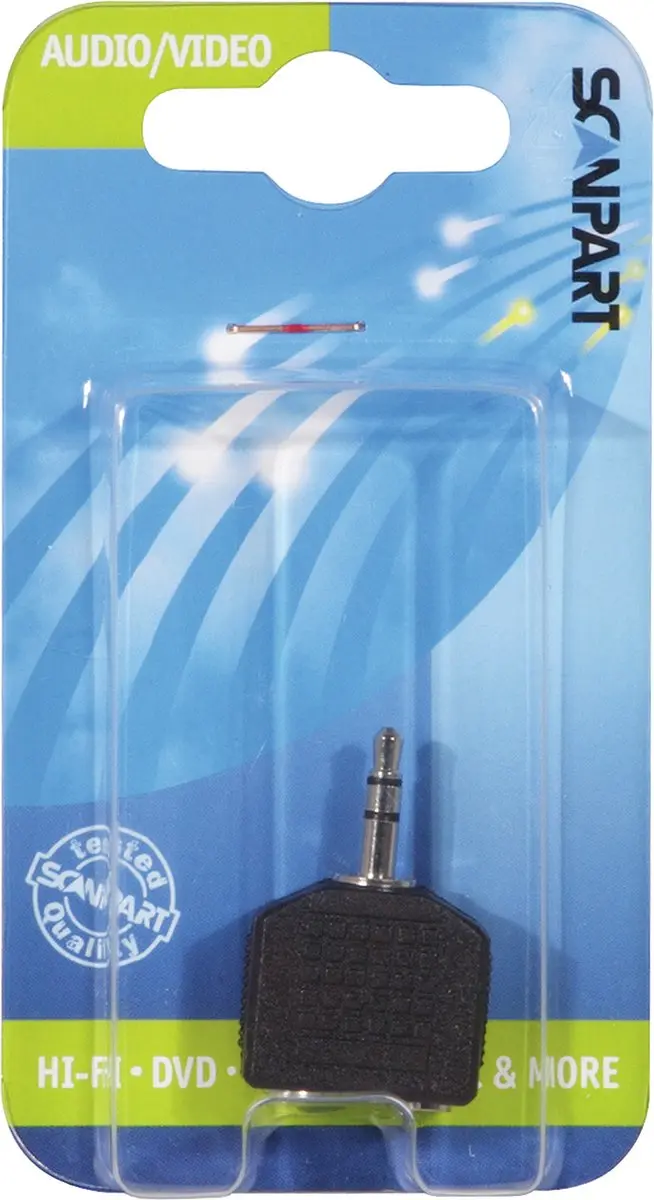 Scanpart 3.5mm Mini Jack Adapter - Dubbele Aansluiting - Zwart