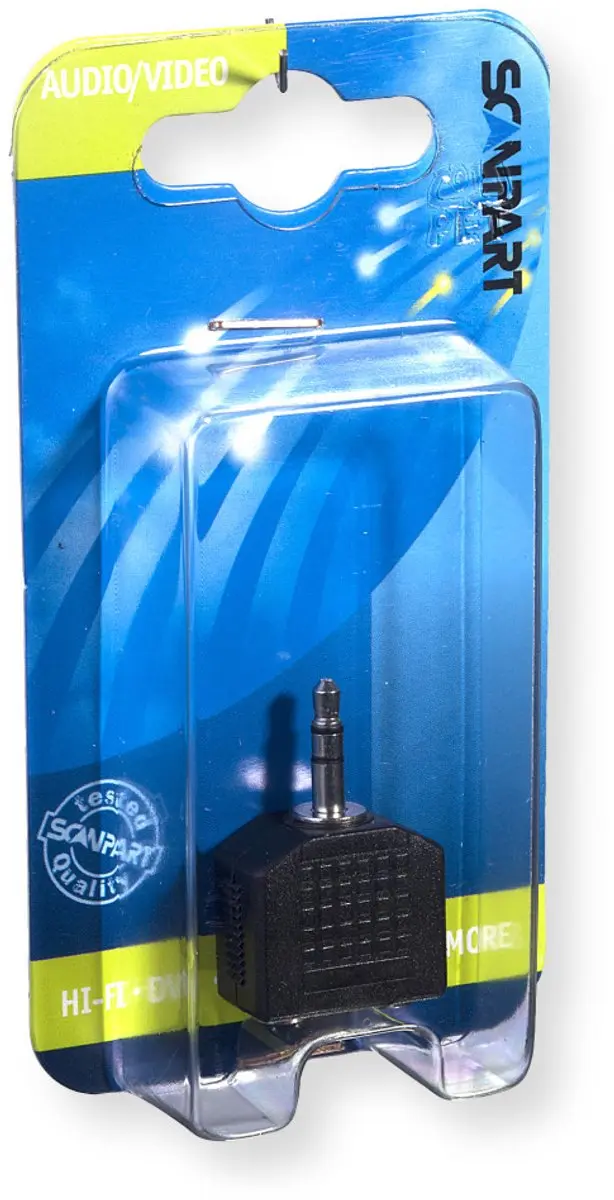 Scanpart 3.5mm Mini Jack Adapter - Dubbele Aansluiting - Zwart