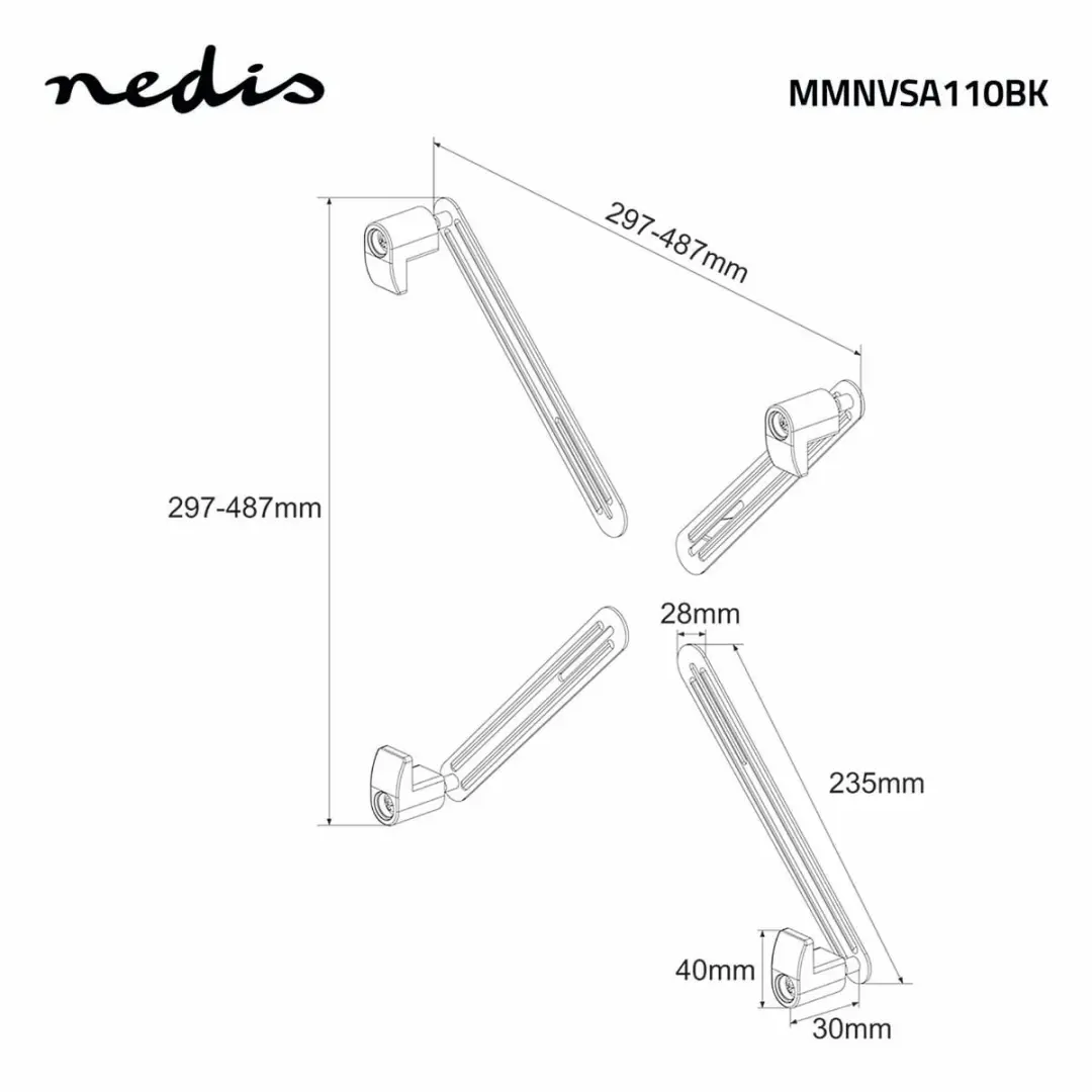 Nedis Adapter Montagekit - 13 mm - 27 " - Maximaal gewicht: 8 kg