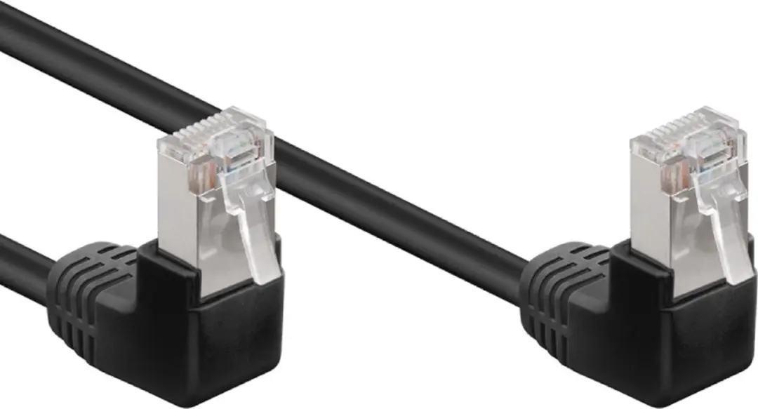 Goobay CAT 5e Patchkabel 2x 90° Zwart - 0,25m - 10 Stuks