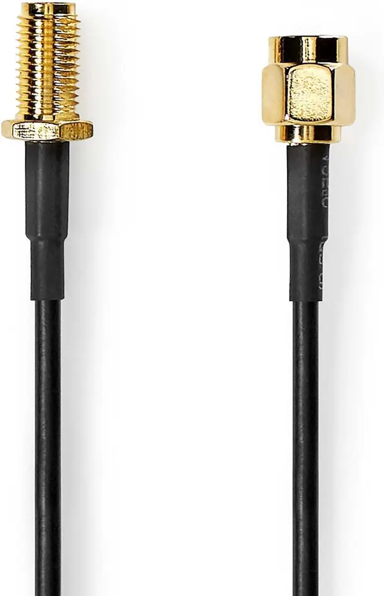 Nedis Antennekabel SMA Male-Female 2m - Verguld - 50 Ohm - Zwart