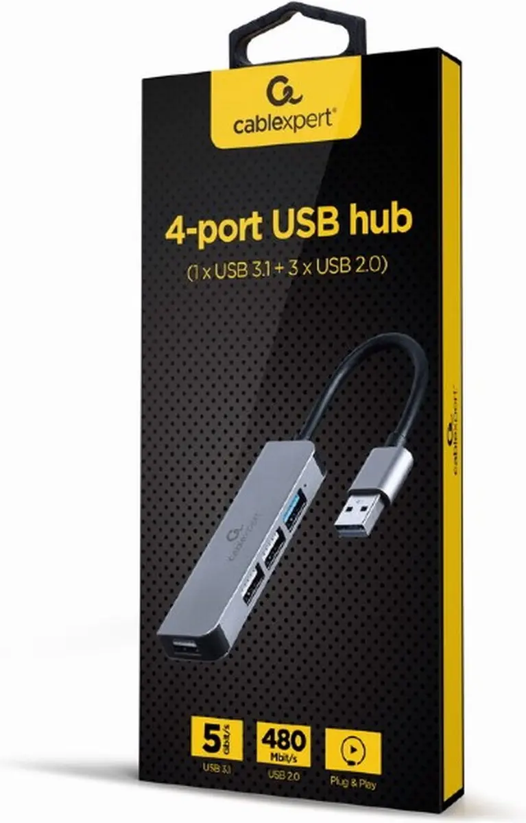 Gembird UHB-U3P1U2P3-01 USB Hub 4 Poorten - 1x USB 3.1 + 3x USB 2.0