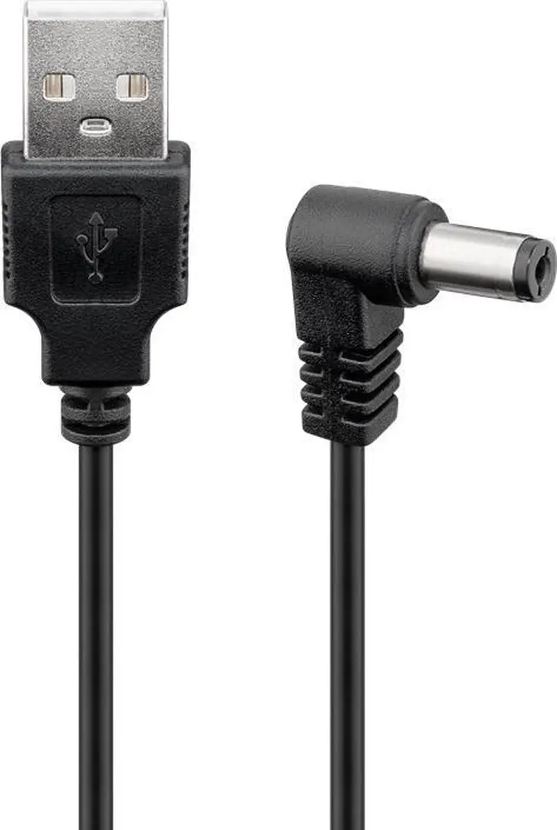 Goobay USB-A naar DC haakse kabel 5,5x2,1mm 15W - 1,5m - Zwart
