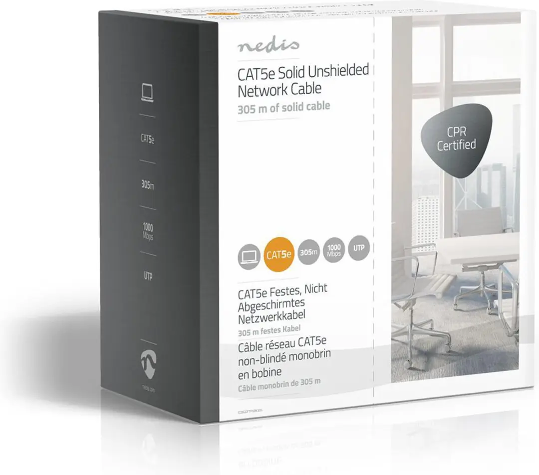 Nedis CAT5e Netwerk Kabel Rol 305m - Grijs
