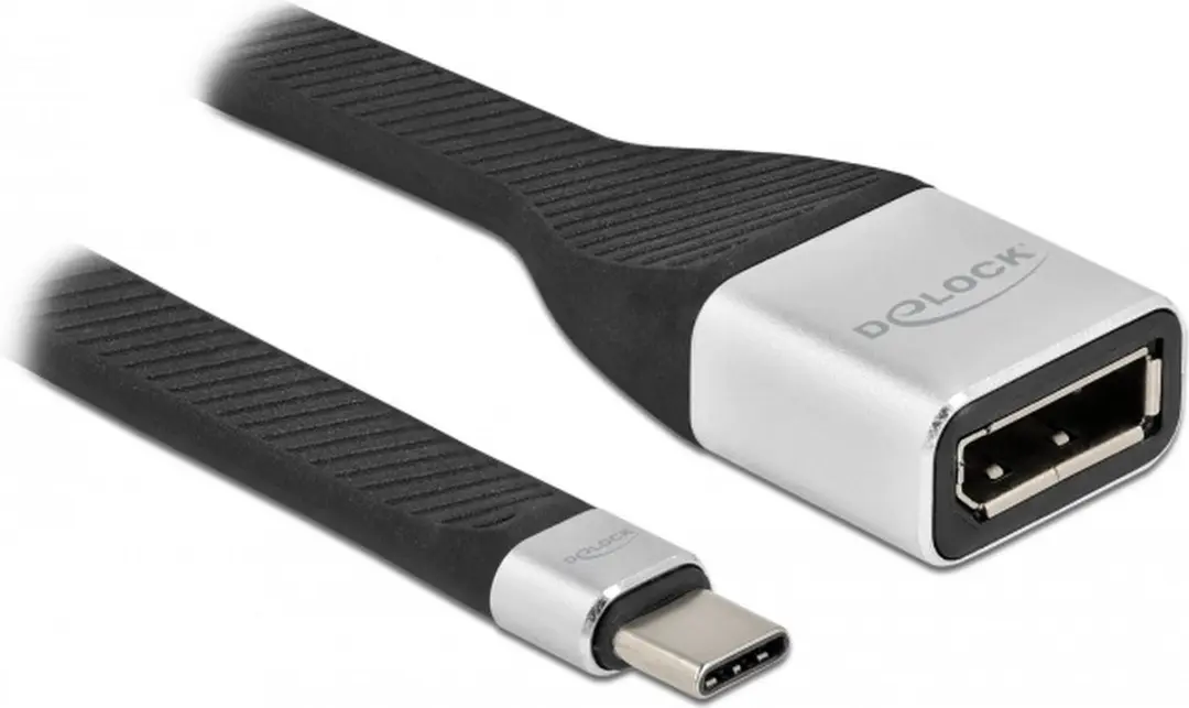 Delock USB Type-C naar DisplayPort Kabel 4K 60Hz 14cm - Zwart/Zilver