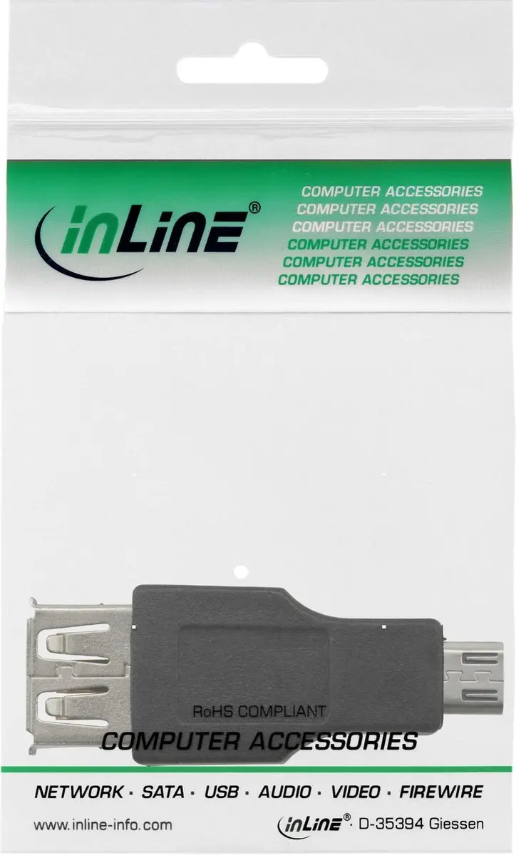InLine USB Micro-B naar USB-A Adapter USB2.0 - Zwart