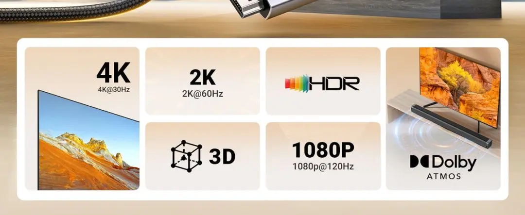 Ugreen DP HDMI-kabel 3m 4K 60Hz - Transparant