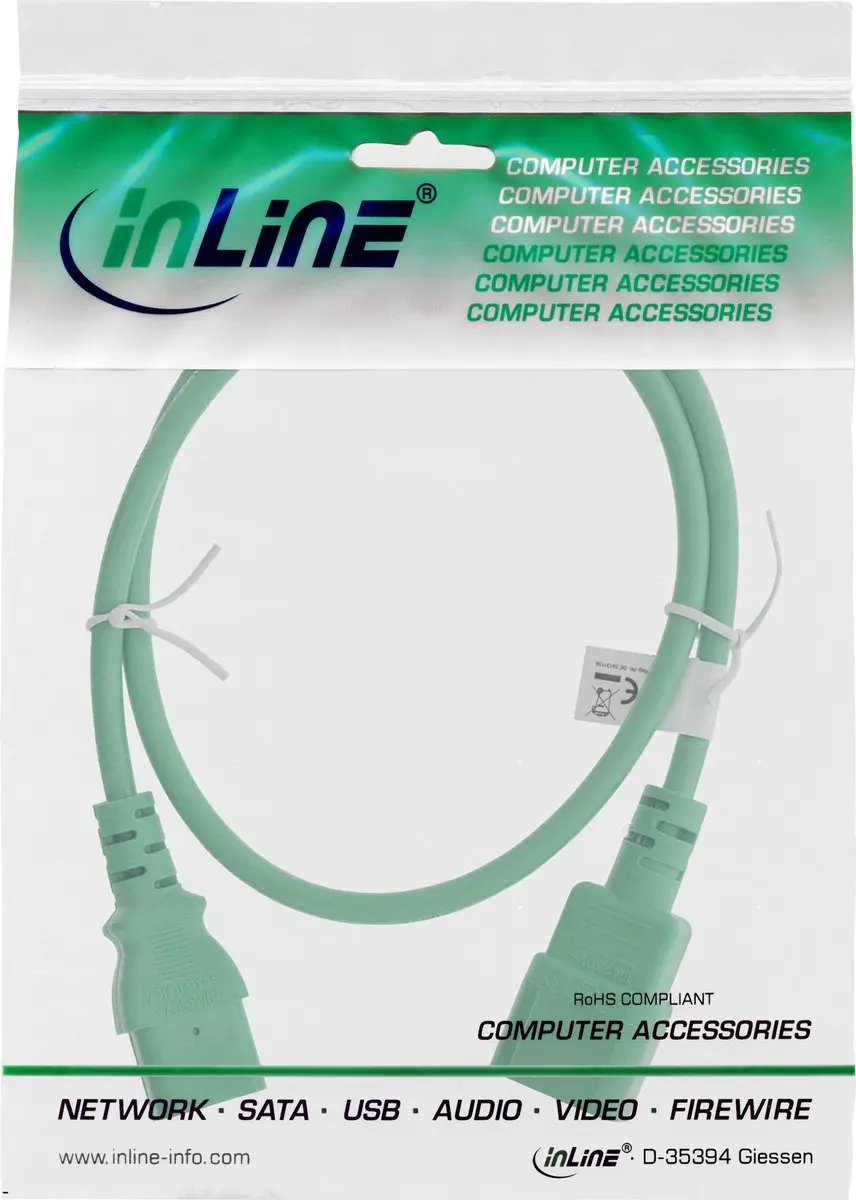 InLine C13-C14 Stroomkabel 3x0,75mm - 1m - Groen