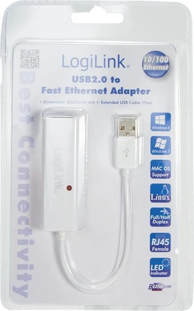 Logilink USB 2.0 naar RJ45 Netwerkkaart 100 Mbps - Transparant