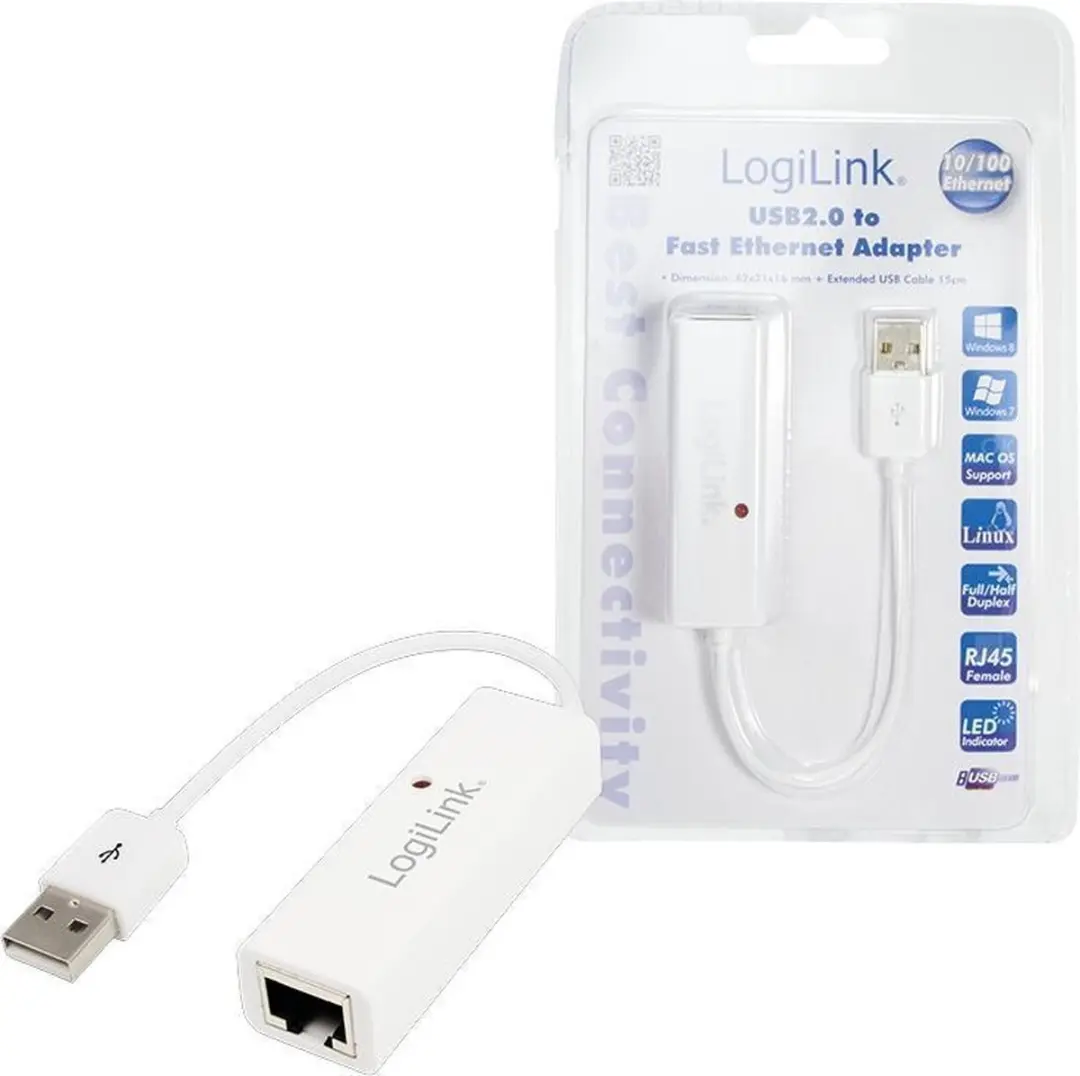 Logilink USB 2.0 naar RJ45 Netwerkkaart 100 Mbps - Transparant