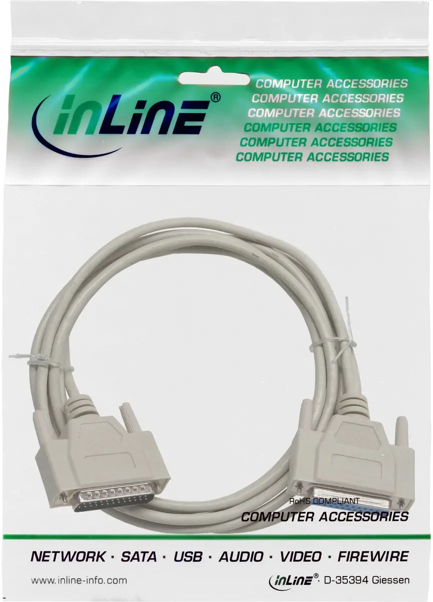 InLine RS232 Verlengkabel 25-pins 4,5m - Beige