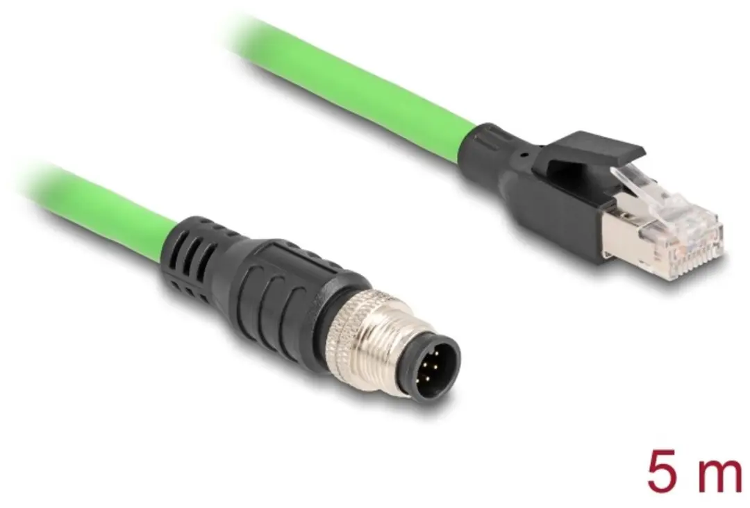 Delock M12 8-pins A-gecodeerd Industriële Netwerkkabel CAT5e 5m - Groen