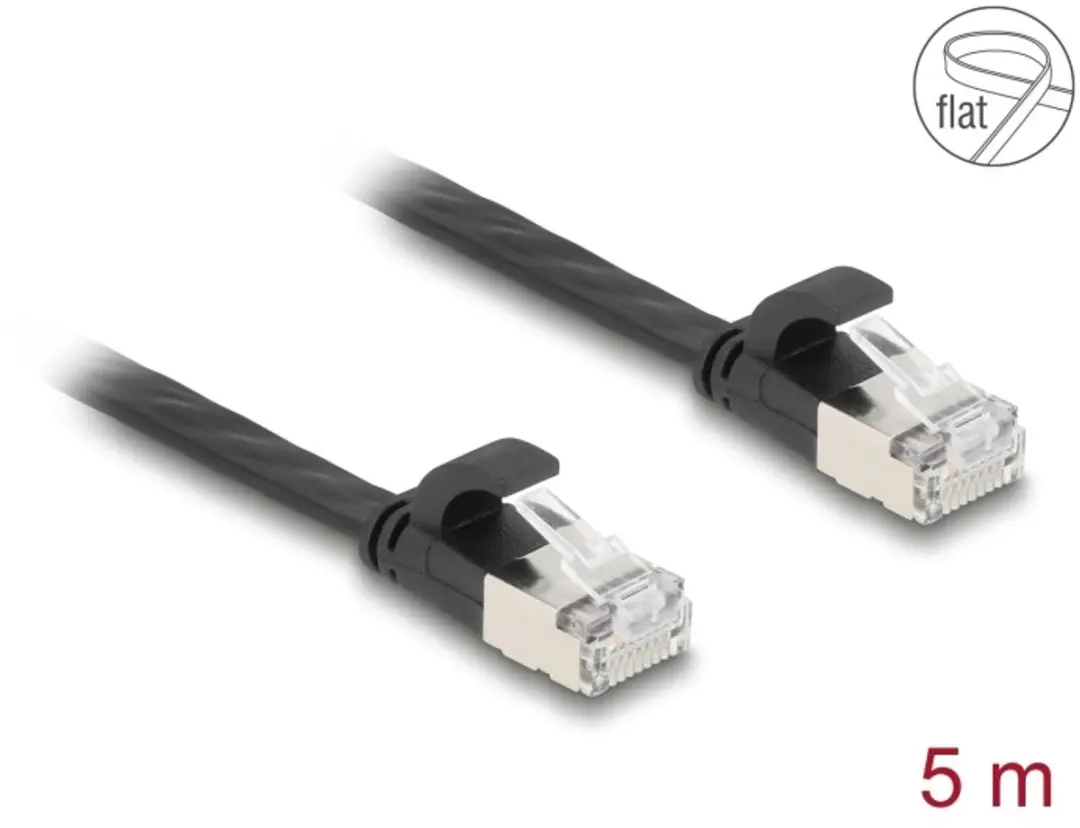 Delock RJ45 Flat Patchkabel Cat.6A 5m - Zwart