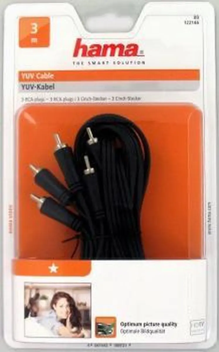 Hama Yuv-Kabel 3,0M - Zwart